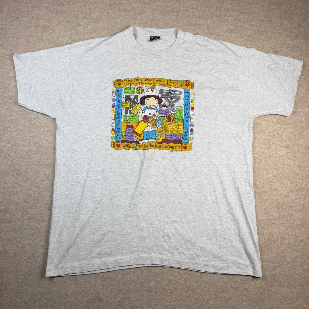 Vintage 1993 Nurse Graphic T Shirt XXL Gay Zurich Fruit of the Loom 90s Tee